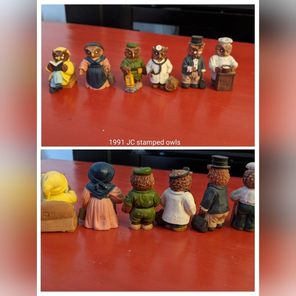 Vintage 🦉 1991 "JC" Owl townspeople figurine set